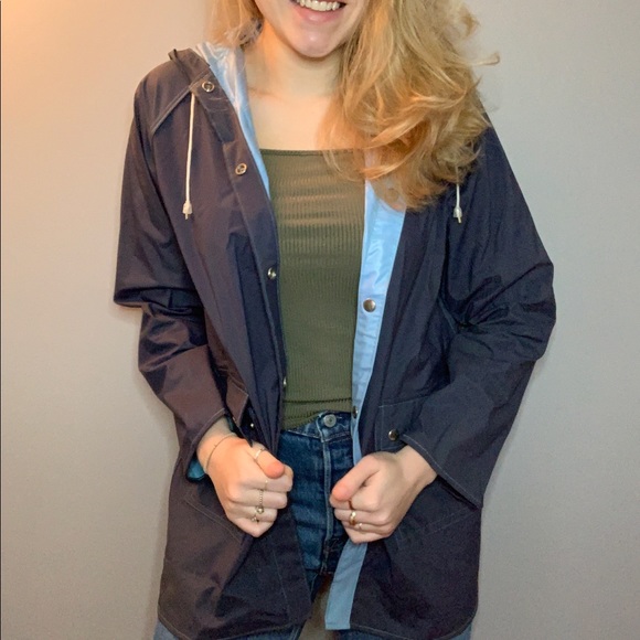 Jackets & Blazers - Vintage Reversible Hooded Rain Jacket
